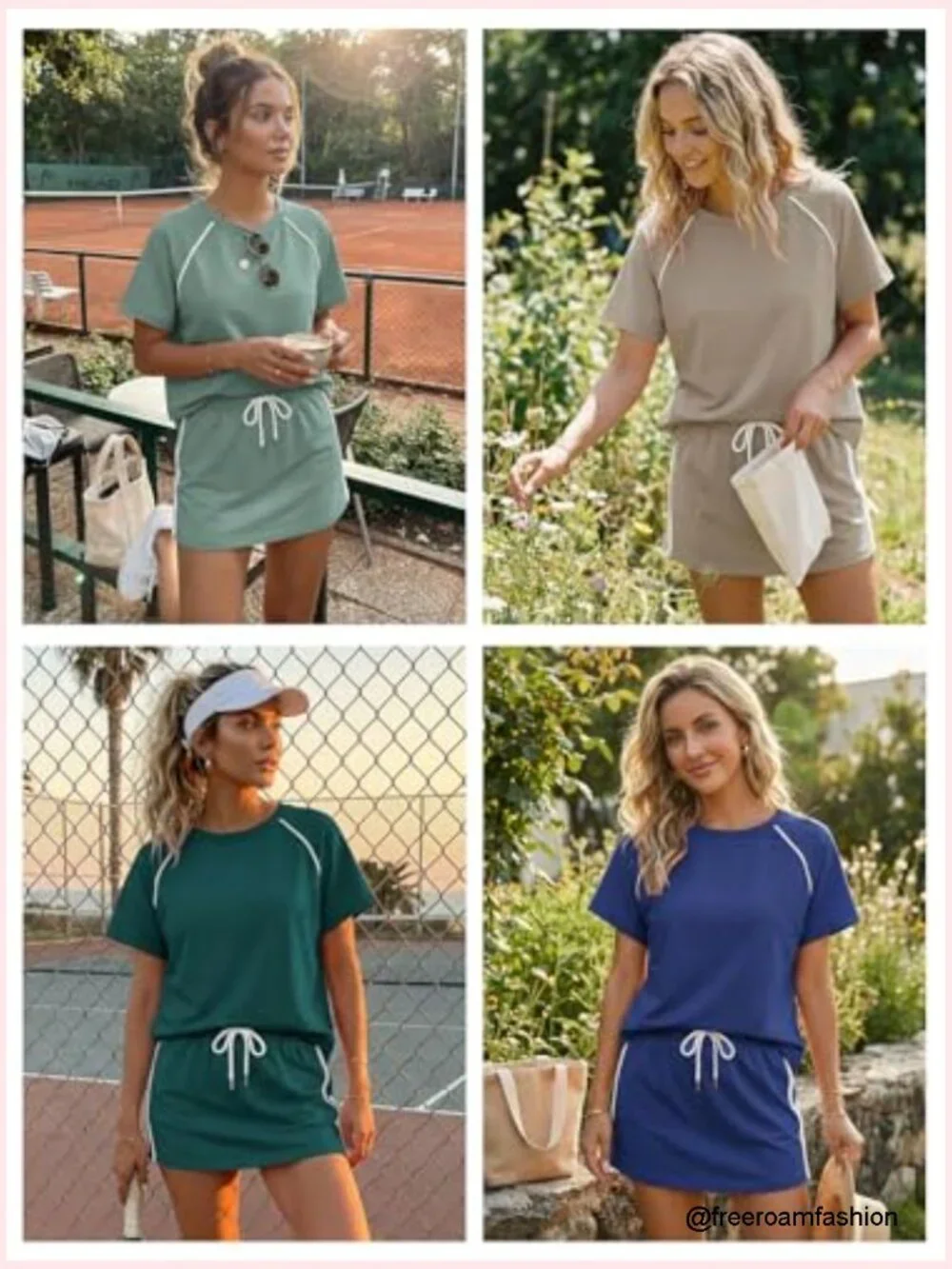 2 Piece Skirt Set Short Sleeve Top & Tennis Skort Lounge Matching Outfits
